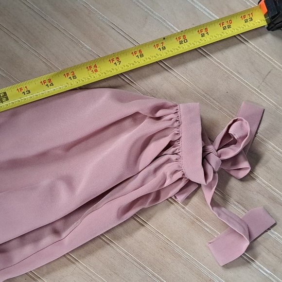 Topshop Pink Wrap Balloon Sleeve Satin Feel Tie Waist Dressy Stylish Mini Dress - Picture 12 of 13